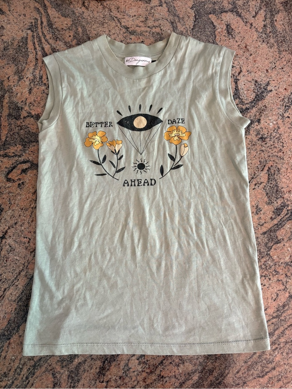Girl Dangerous Better Daze Ahead Green Muscle Tank Top Size M